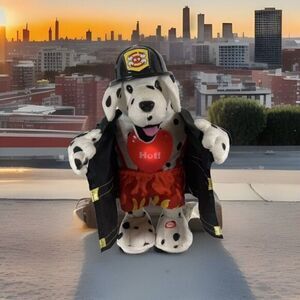 GEMMY Ind Flirty Flasher Plush Mechanical Dalmation Fire Chief Dog Vtg Puppy Pup